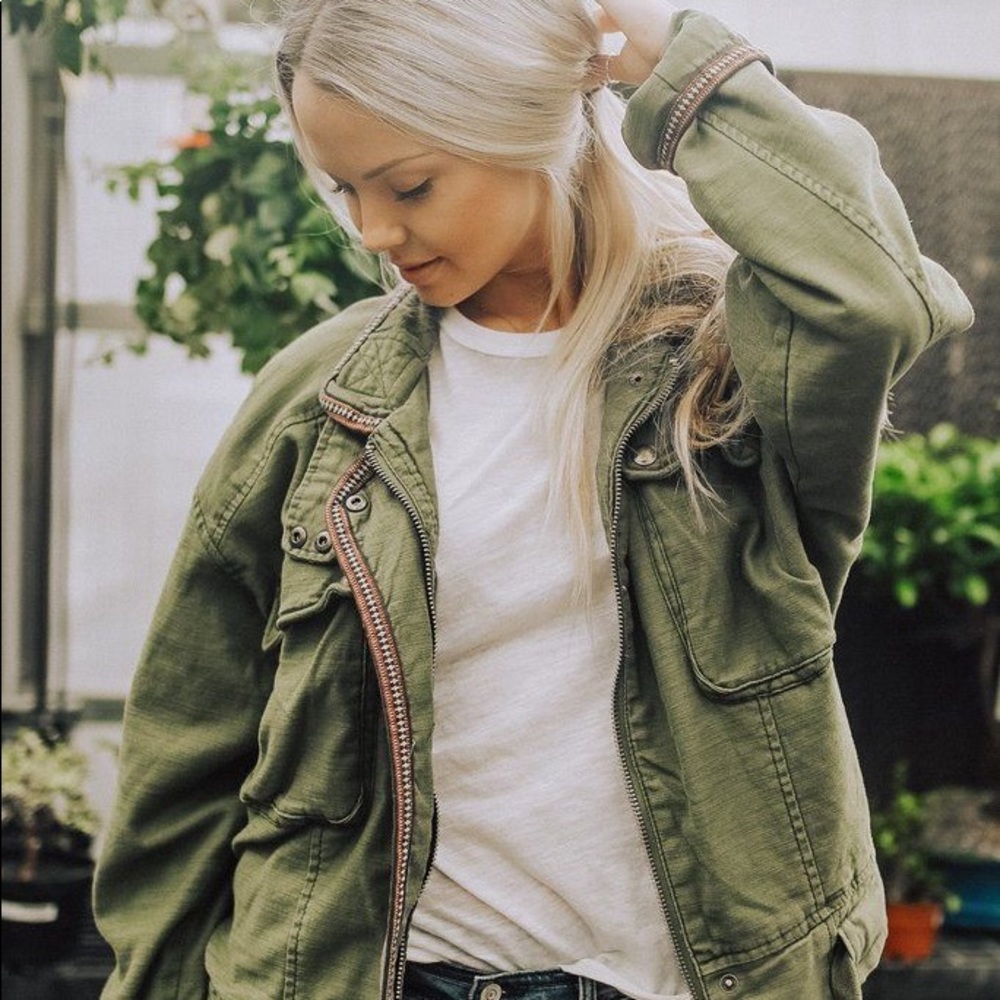 Free People Flight Line Olive Bomber Jacket - Picture 4 of 7